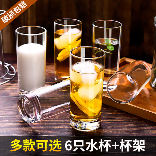 家用玻璃杯套装6只装带把开水泡茶杯啤酒白酒杯果汁杯喝水杯耐热 - 图0