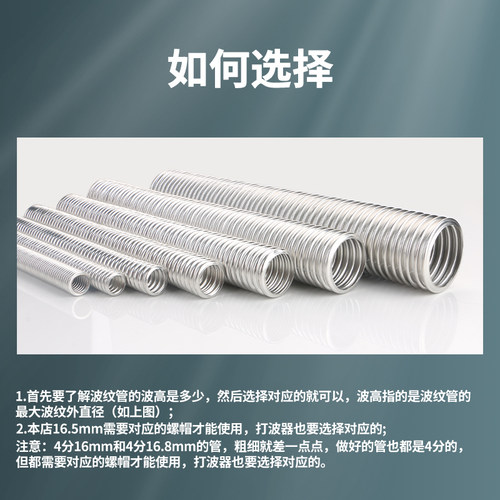 波纹管专用接头4分6分1寸304不锈钢螺母进水软管铜螺帽套装配件 - 图0