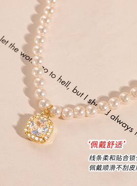 小方糖吊坠项链女款高级感轻奢