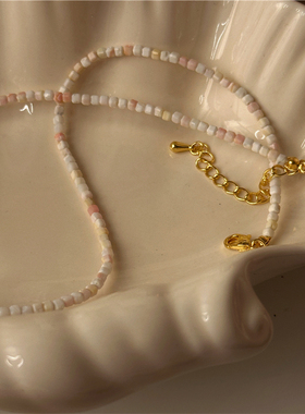 安小柏◆胭脂螺天然石串珠女王贝石小众手工百搭叠戴项链锁骨链女