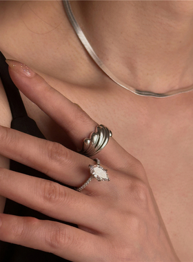 安小柏◆无限花火~通体925纯银轻奢克拉钻戒人工钻石戒指女叠戴