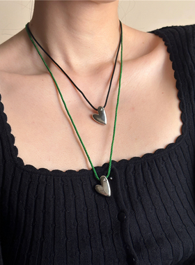 安小柏◆韩国博主同款彩色绳子爱心项链女小众高级设计心形毛衣链