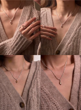 安小柏◆质感超帅！韩国小众通体S925纯银车花桶高级双层项链戒指