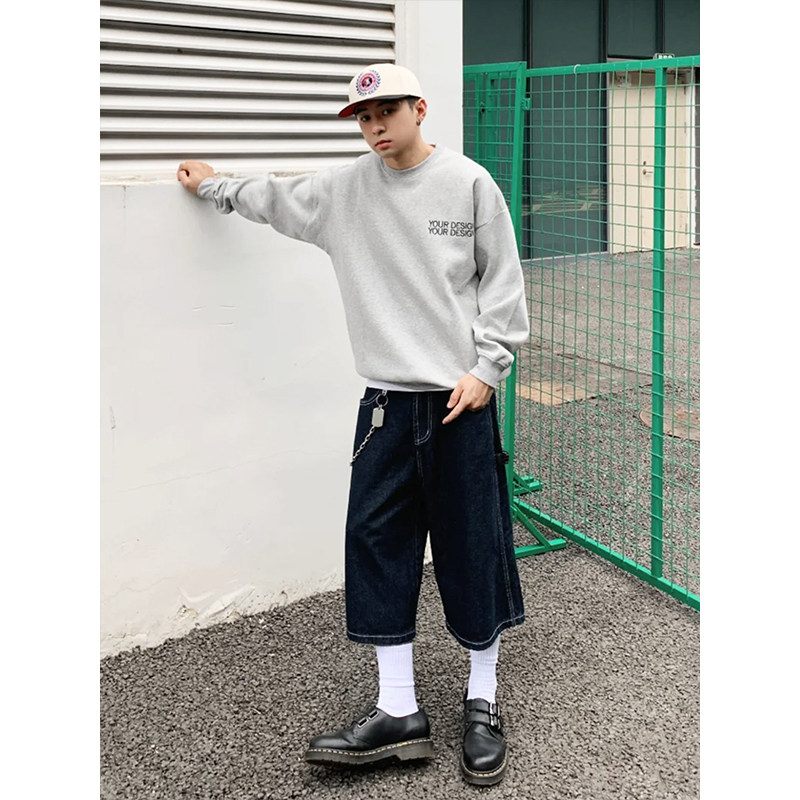 美式复古夏季原色七分牛仔短裤男女街头阔腿潮牌宽松百搭休闲裤子,淘宝优惠券,粉丝福利购,淘宝优惠卷