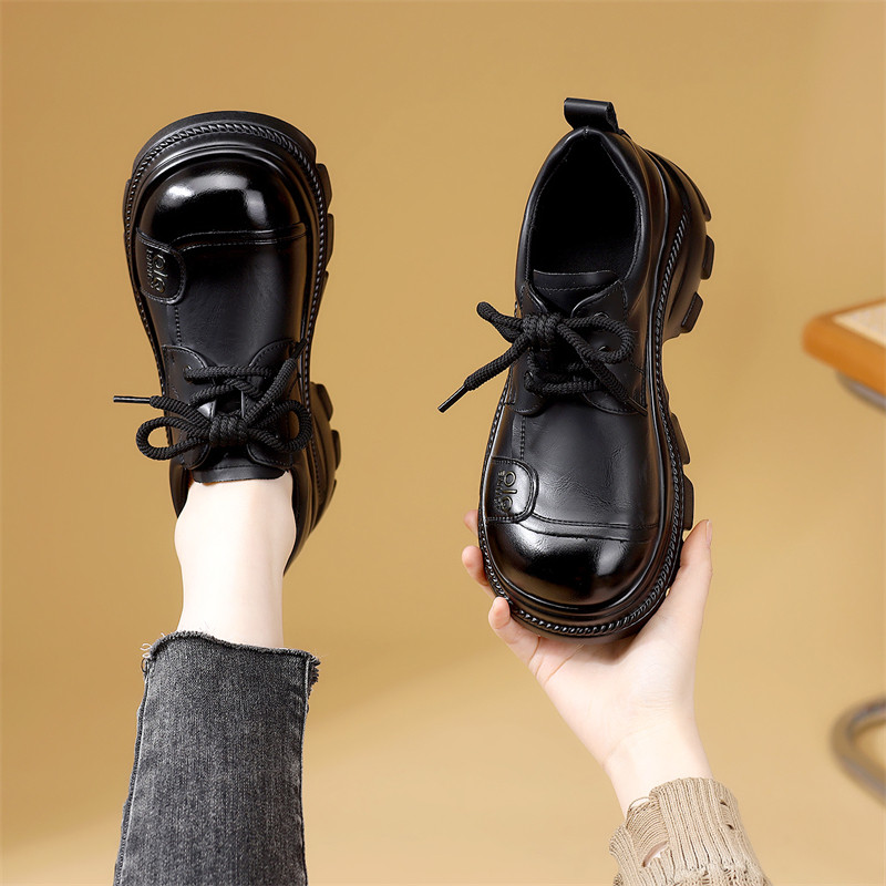 英伦风厚底乐福鞋女深口单鞋交叉绑带圆头中跟舒适轻便复古小皮鞋,淘宝优惠券,粉丝福利购,淘宝优惠卷