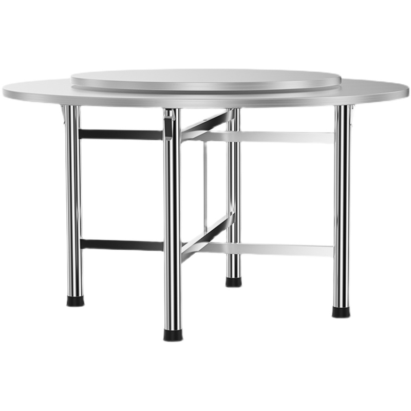 不锈钢大圆餐桌家2米2.2米折叠桌户外家用酒席大排挡圆台加厚 - 图3