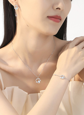 原创纯银玫瑰星球月光石手链女生小众设计星星手环礼物闺蜜饰品