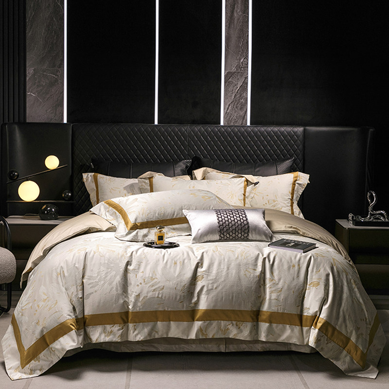 轻奢高端长绒棉色织提花四件套100全棉被套床单别墅款样板间床品,淘宝优惠券,粉丝福利购,淘宝优惠卷