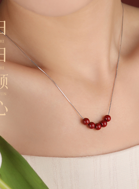 追师朱砂项链女款925银锁骨链转运珠高含量紫金砂2023新款爆款