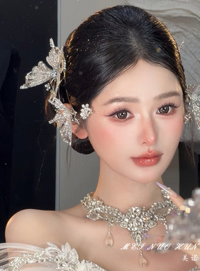 森系水凝蝴蝶新娘婚礼边夹