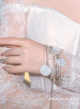 婚纱礼服多层贝壳水钻锁骨链