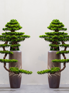 迎客松盆景仿真办公室装饰摆件