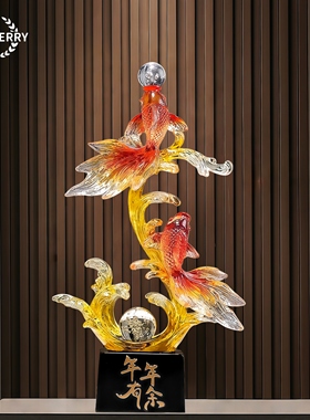 新中式双锦鲤年年有余摆件乔迁礼