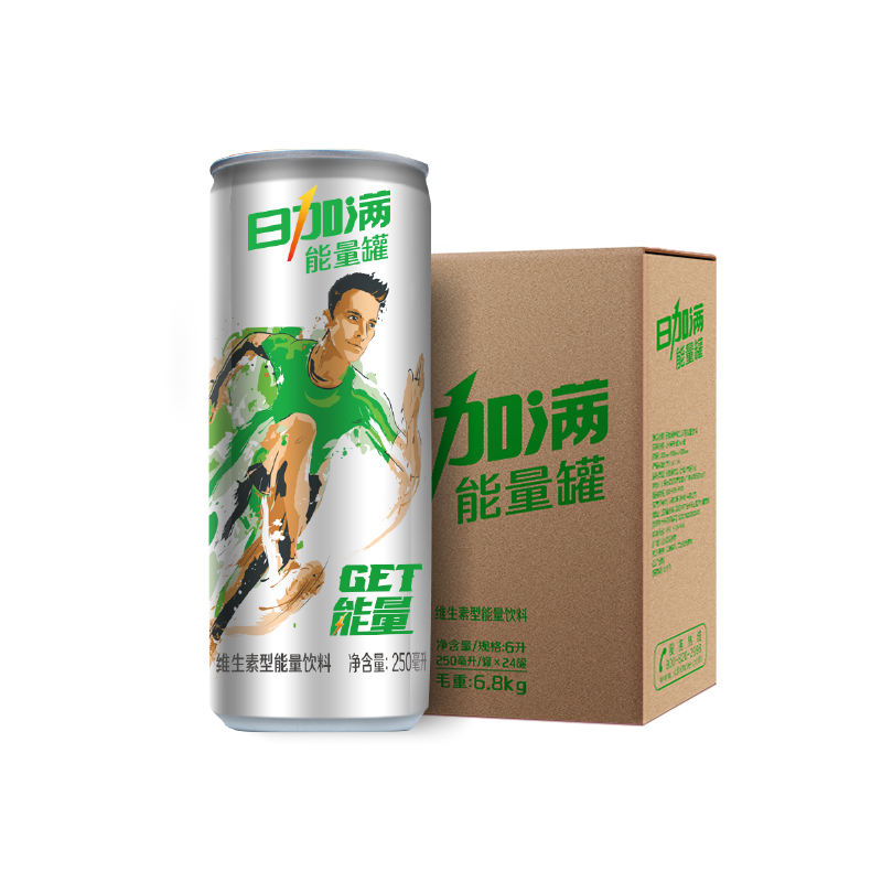 日加满气泡型能量饮料碳酸维生素功能饮料易拉罐装饮料250ml*24罐 - 图3