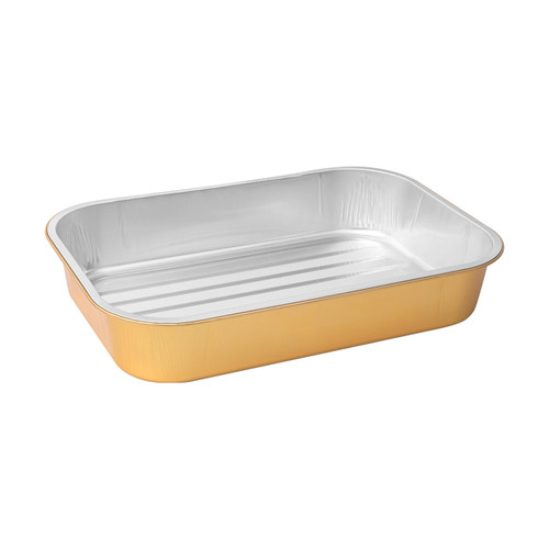 金色长方形330款密封铝箔锡纸盒打包盒烤鱼外卖可加热2500/3500ML - 图3