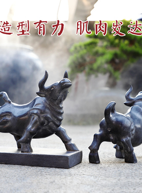 天然青石雕刻石头青石牛摆件