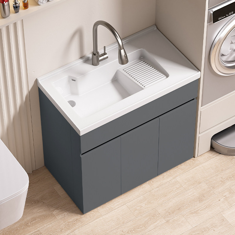 阳台洗衣柜陶瓷一体盆带搓衣板洗手盆洗衣机侧柜蜂窝铝柜加厚18mm,淘宝优惠券,粉丝福利购,淘宝优惠卷