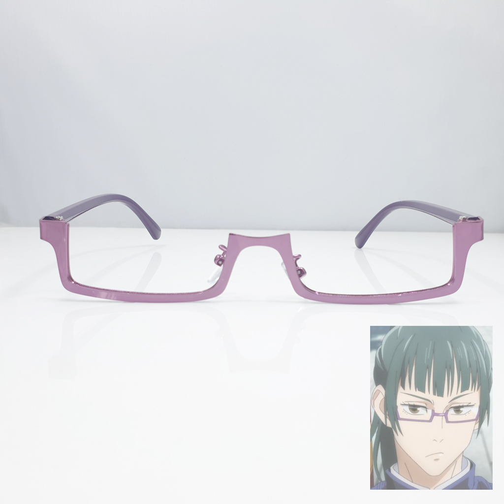咒术回战禅院真希cos用紫色倒框眼镜cosplay动漫眼镜现货有镜片-图0