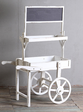 美式乡村风木质商店置物盆栽花架