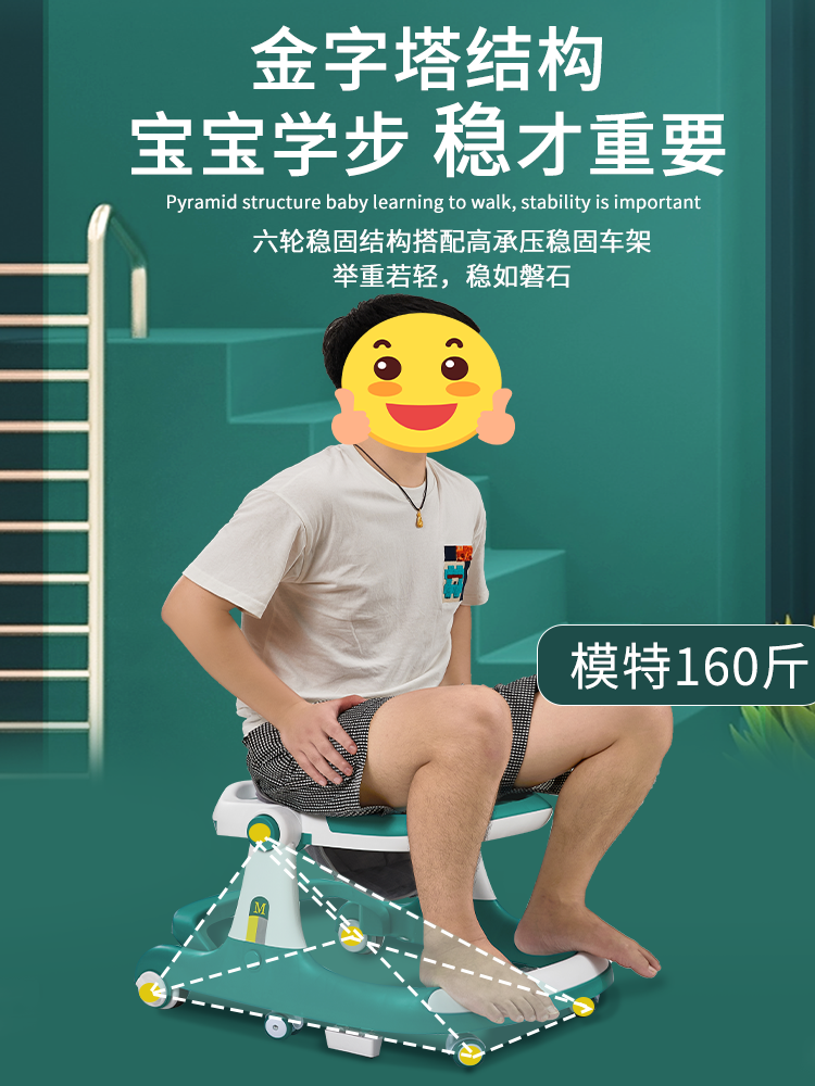 学步车防o型腿婴儿手推车三合一宝宝2023款儿童走路多功能学步车 - 图0