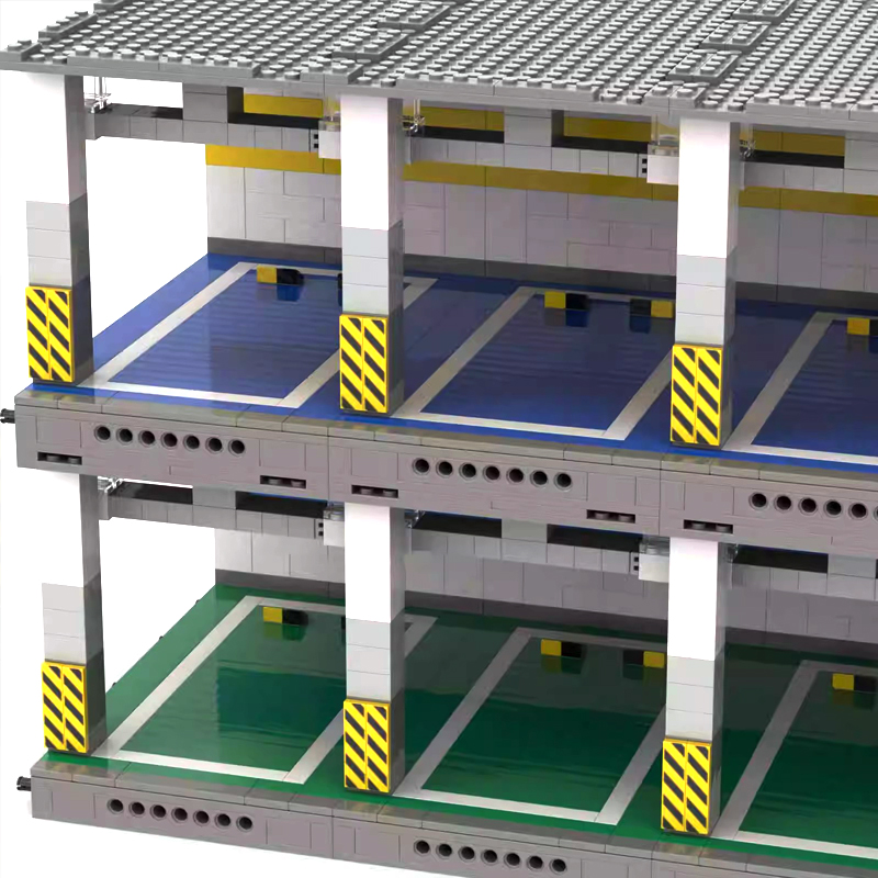 小颗粒积木MOC汽车地下停车库组合摆件益智拼装DIY充电停车场模型-图2