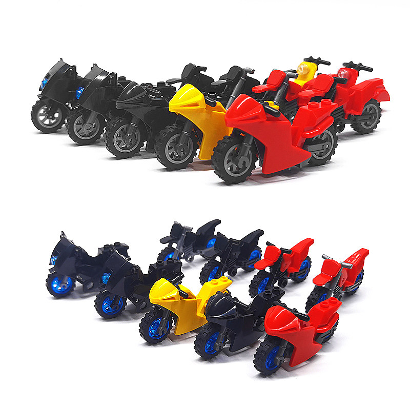 小颗粒积木MOC越野摩托车创意拼插装人仔座驾小绵羊电动机车玩具 - 图3