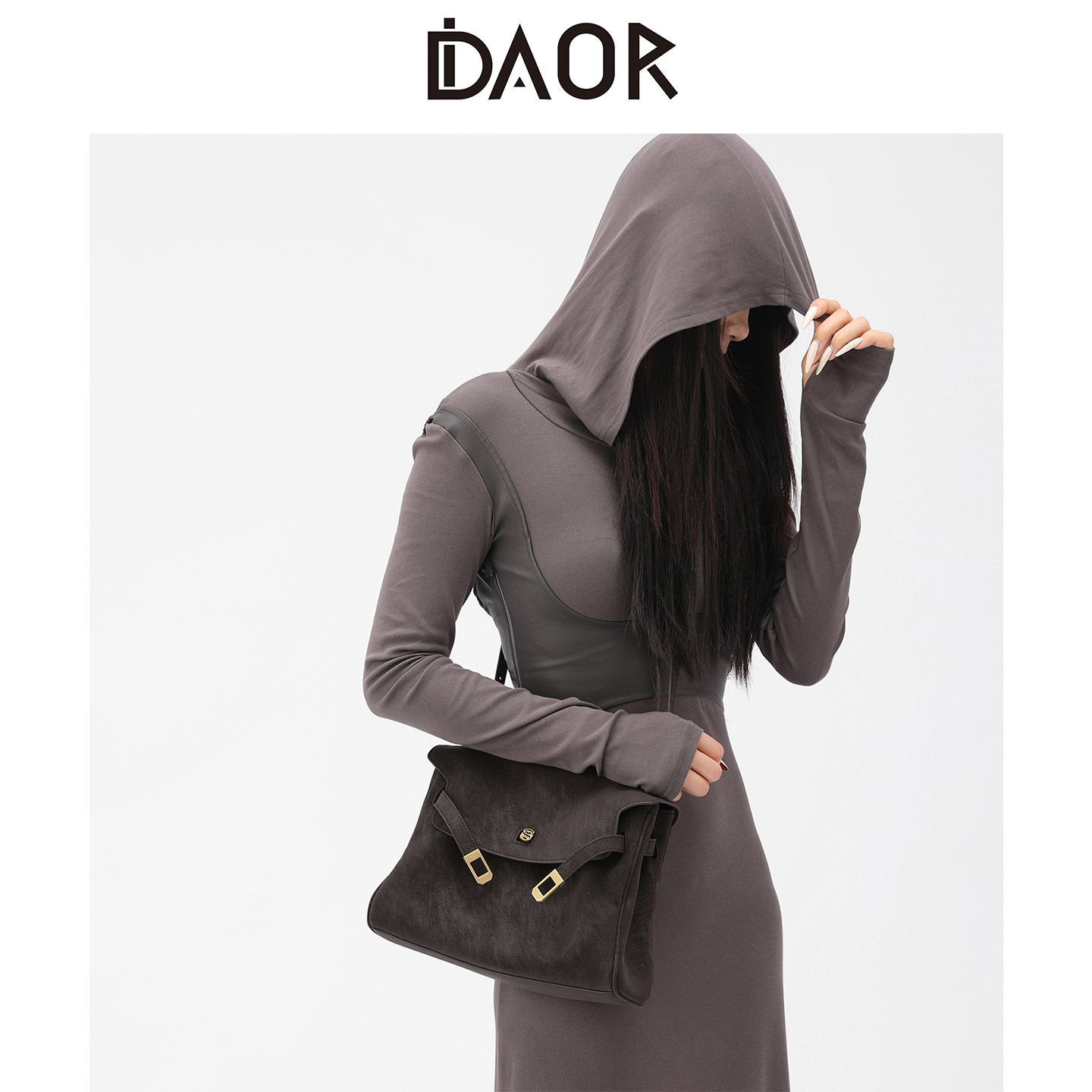 DAOR真皮大容量凯莉托特包女2025秋冬新款擦色邮差包包单肩腋下包,淘宝优惠券,粉丝福利购,淘宝优惠卷