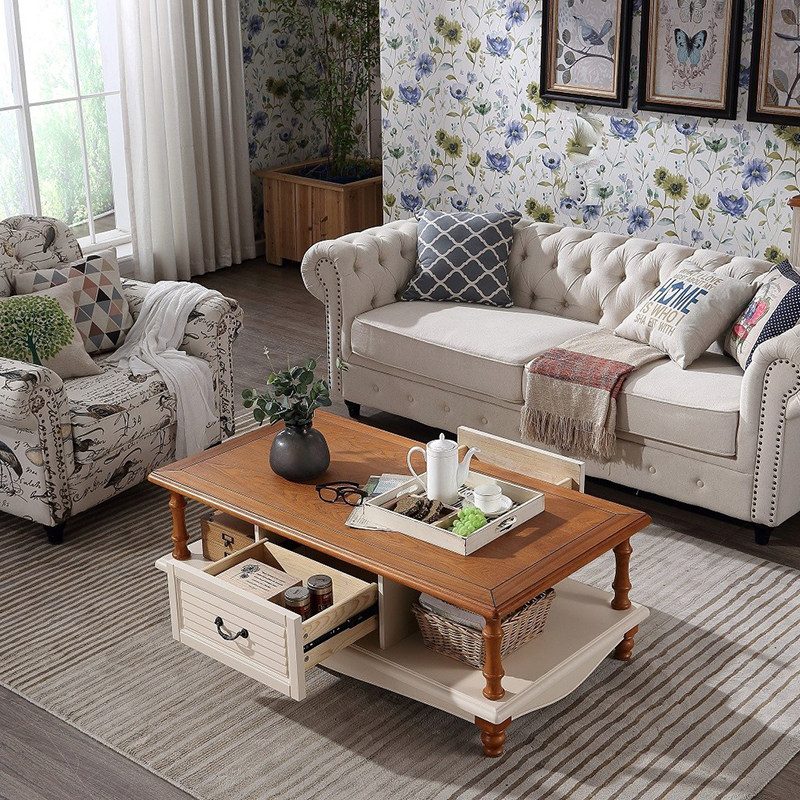 地中海茶几长方形简约客厅小户型实木烤漆美式茶几电视柜组合套装,淘宝优惠券,粉丝福利购,淘宝优惠卷