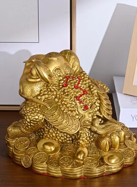 纯铜金蟾摆件三足吉祥物办公室