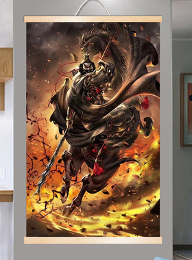 五虎上将装饰画张飞画像挂图张翼德三国人物装饰画实木轴画挂画