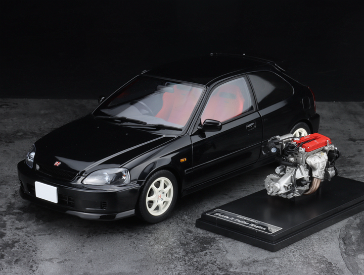 MH 1:18本田思域Civic Type R EK9-120后期版黑色合金全开车模-图2