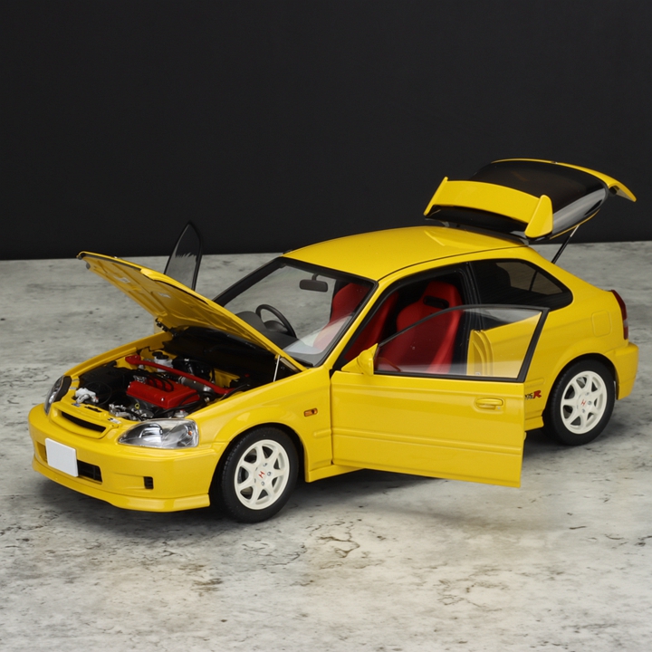 MH 1:18本田思域Civic Type R EK9-120后期版黑色合金全开车模-图1