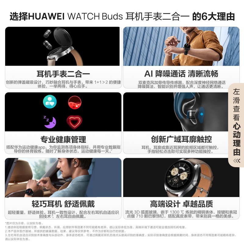 华为WATCH Buds华为手表智能手表耳机手表二合一长续航血氧检测华为官旗店AI降噪耳机表专业健康管理-图1