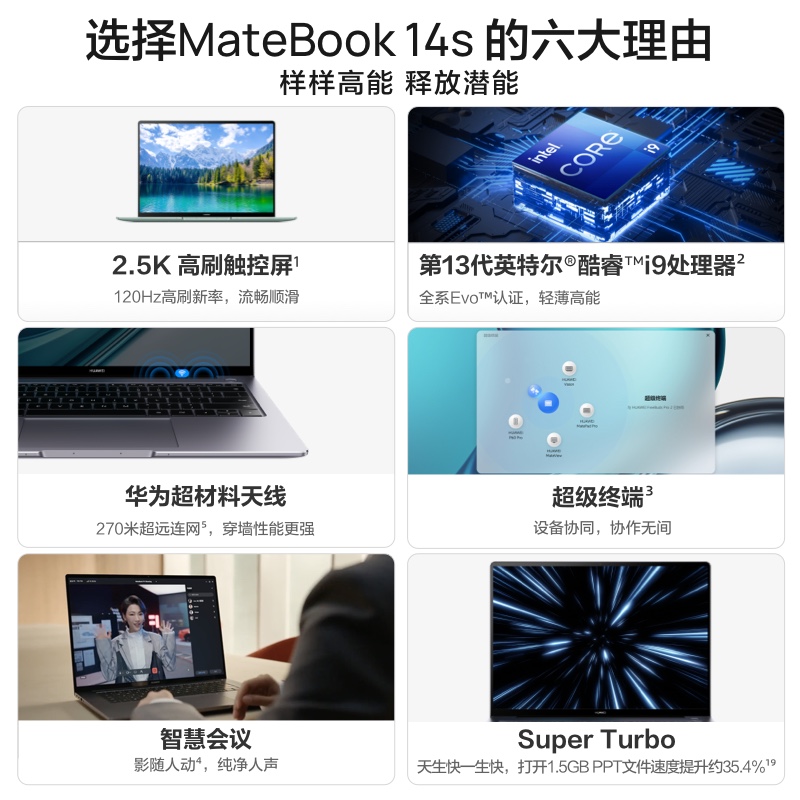 华为MateBook 14s/16s 笔记本电脑 13代酷睿标压处理器2.5K高色准触控屏超级终端商务学生性能办公电脑 - 图0