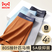 Cat person underpants mens horse cotton unscratched flat angle bacteriostatic and breathable thin underpants pure cotton big code guys four-corner shorts head