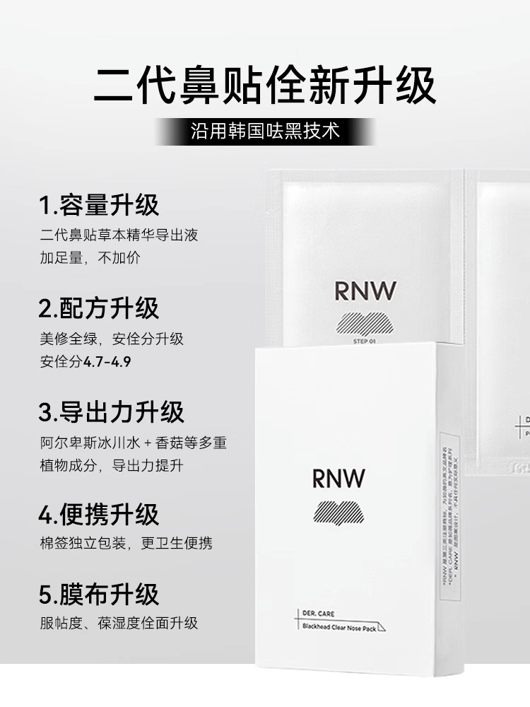 RNW鼻贴去黑头粉刺收缩毛孔闭口深层清洁导出液男女专用官方正品 - 图0