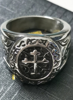 高级原创设计风复古钛钢戒指做旧