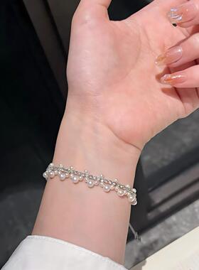诸暨天然淡水珍珠套装女轻奢高级感手工编织款项链手链两件套批发