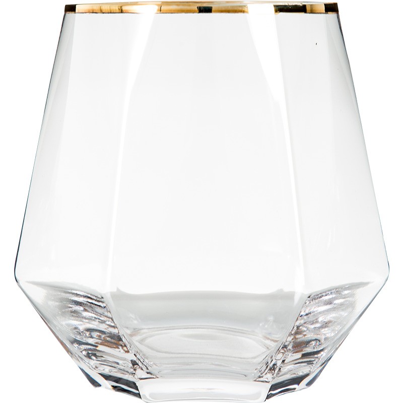 ins网红六角金边玻璃杯 简约风水晶杯棱形菱形几何杯威士忌洋酒杯 - 图3