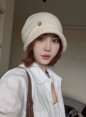 软糯包头混纺针织帽子女2026新款冬防寒护耳大头围毛线帽子显脸小