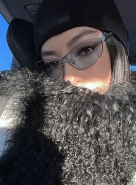 新款y2k辣妹街拍金属猫眼墨镜凹造型美式复古太阳眼镜女防紫外线
