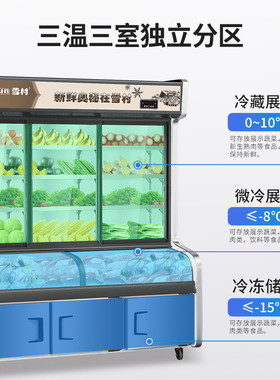 雪村麻辣烫展示柜冷藏冷冻商用点菜柜串串烧烤立式保鲜柜蔬菜冰柜