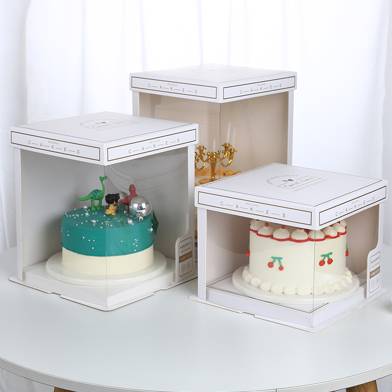 透明蛋糕盒4寸6寸8寸10寸12寸单双层加高烘焙生日蛋糕盒子包装盒 - 图1