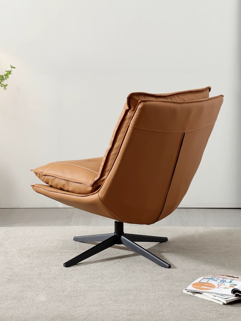 纳帕皮单人沙发椅意式极简旋转单椅设计师休闲椅轻奢单椅沙发 - 图3