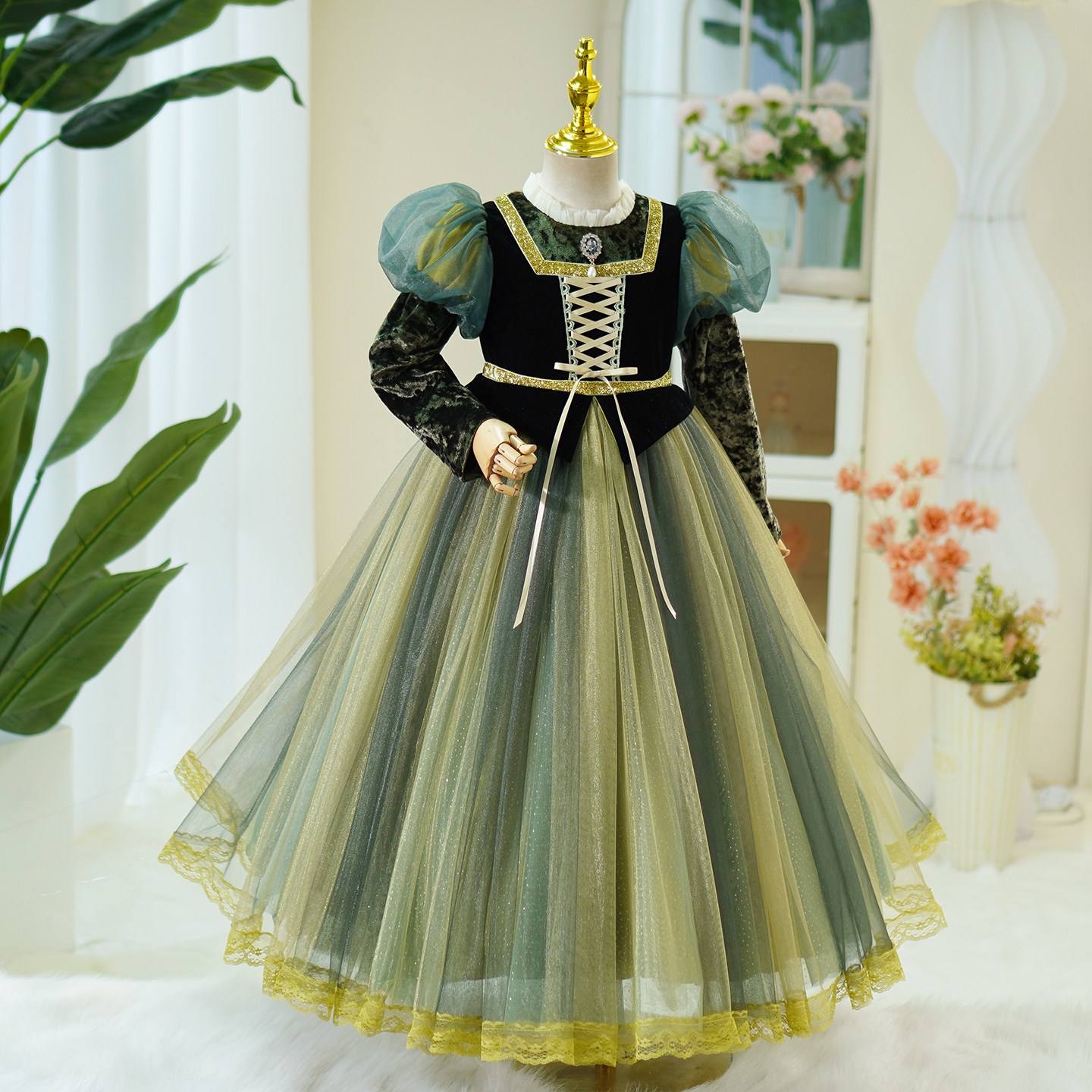 女童公主裙礼服儿童装洋气长裙圣诞节幼儿园演出服钢琴主持人高端,淘宝优惠券,粉丝福利购,淘宝优惠卷