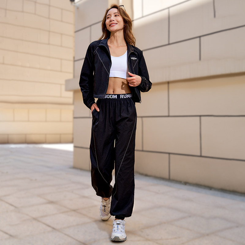 悦步黑色运动套装女宽松透气速干外套长袖显瘦健身衣新款跑步服,淘宝优惠券,粉丝福利购,淘宝优惠卷