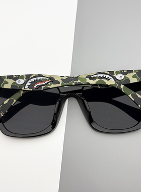 日系原宿潮牌迷彩立体鲨鱼眼镜太阳镜明星同款墨镜男女开车个性潮