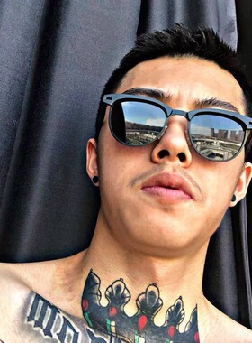 小脸复古眼镜男个性半框太阳镜