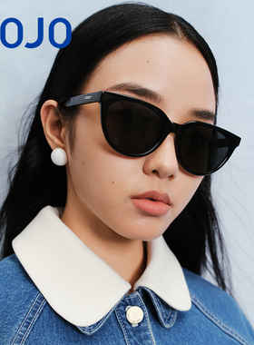 aojo太阳镜 法式复古猫眼墨镜 防晒遮阳AJ405SK906可配近视