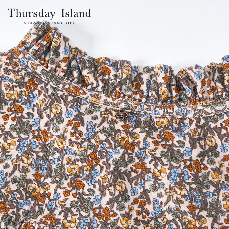 Thursday Island星期四岛屿冬女高级复古碎花连衣裙T238MOP535W - 图2